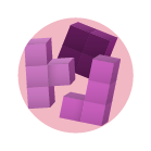 Icon of data cubes grouped up in three different formations to represent variety. 